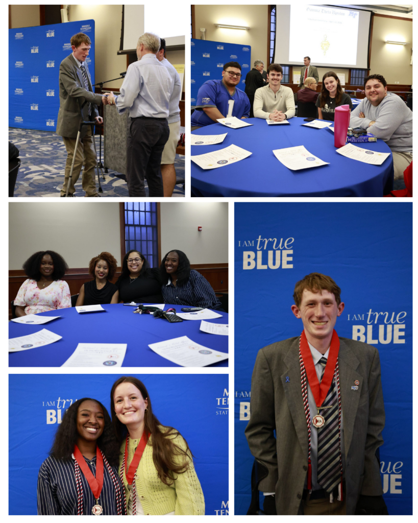 groups of students at the award banquet, assorted pictures of award ceremony and induction 