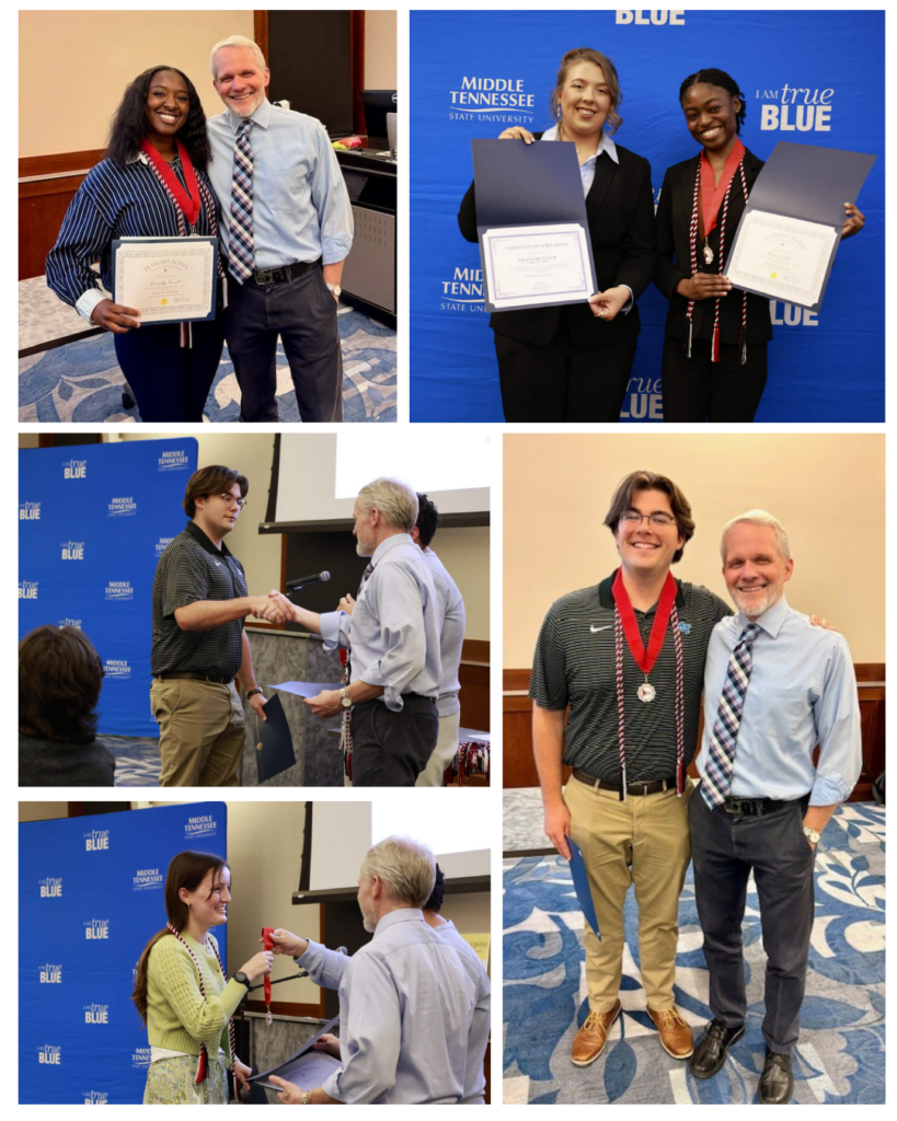 groups of students at the award banquet, assorted pictures of award ceremony and induction 